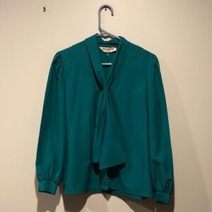 Vintage 1980s Judy Bond Teal Blouse